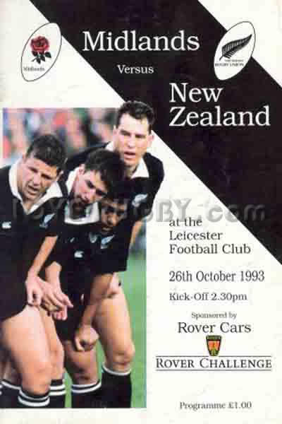 1993 Midlands (Eng) v New Zealand  Rugby Programme